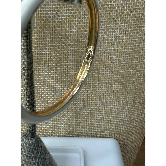 Kenneth Lane Gold & Ivory Hoop Earrings 2" Diameter Elegant Design Womens - Picture 14 of 15